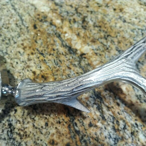 Textured Pewter Deer Antlers Magnifying Glass Decorative Desk Top - Picture 4 of 8